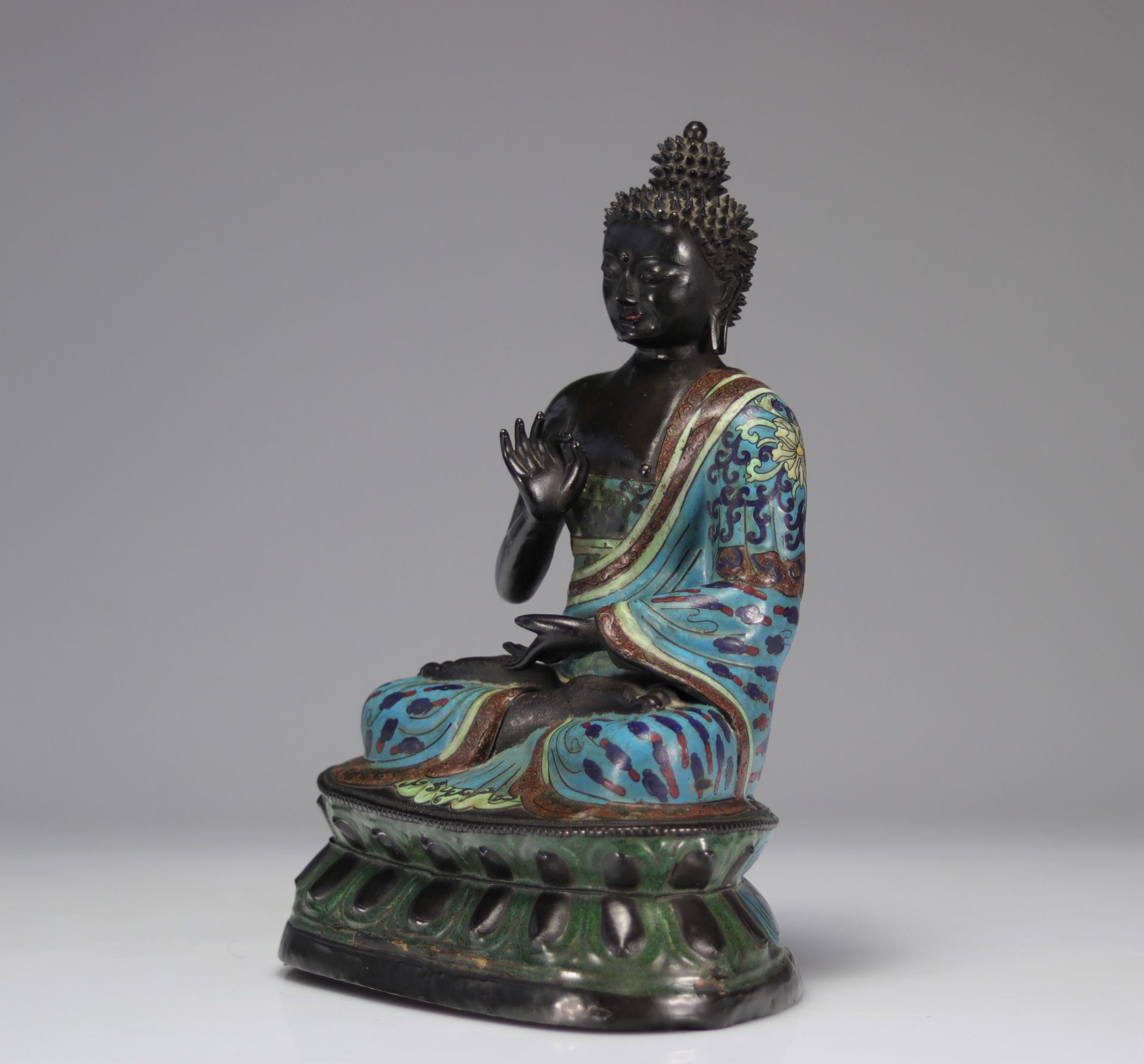 19th century beautiful Buddha in cloisonne enamels originating from China - Bild 4 aus 4