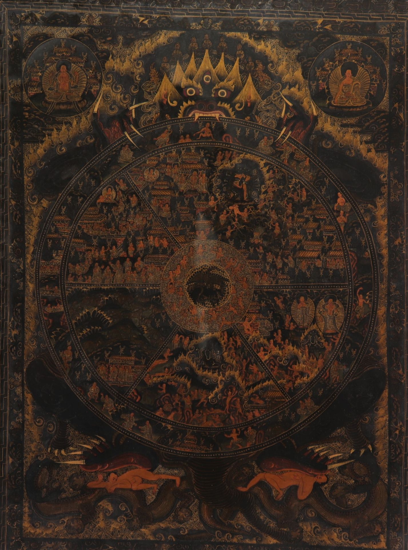 TANKA decorated with characters on a black background