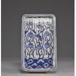 Qing dynasty lotus flower decorated blue white porcelain tray