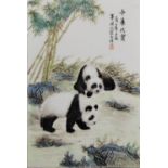 Porcelain plaque decorated with pandas, Republic period