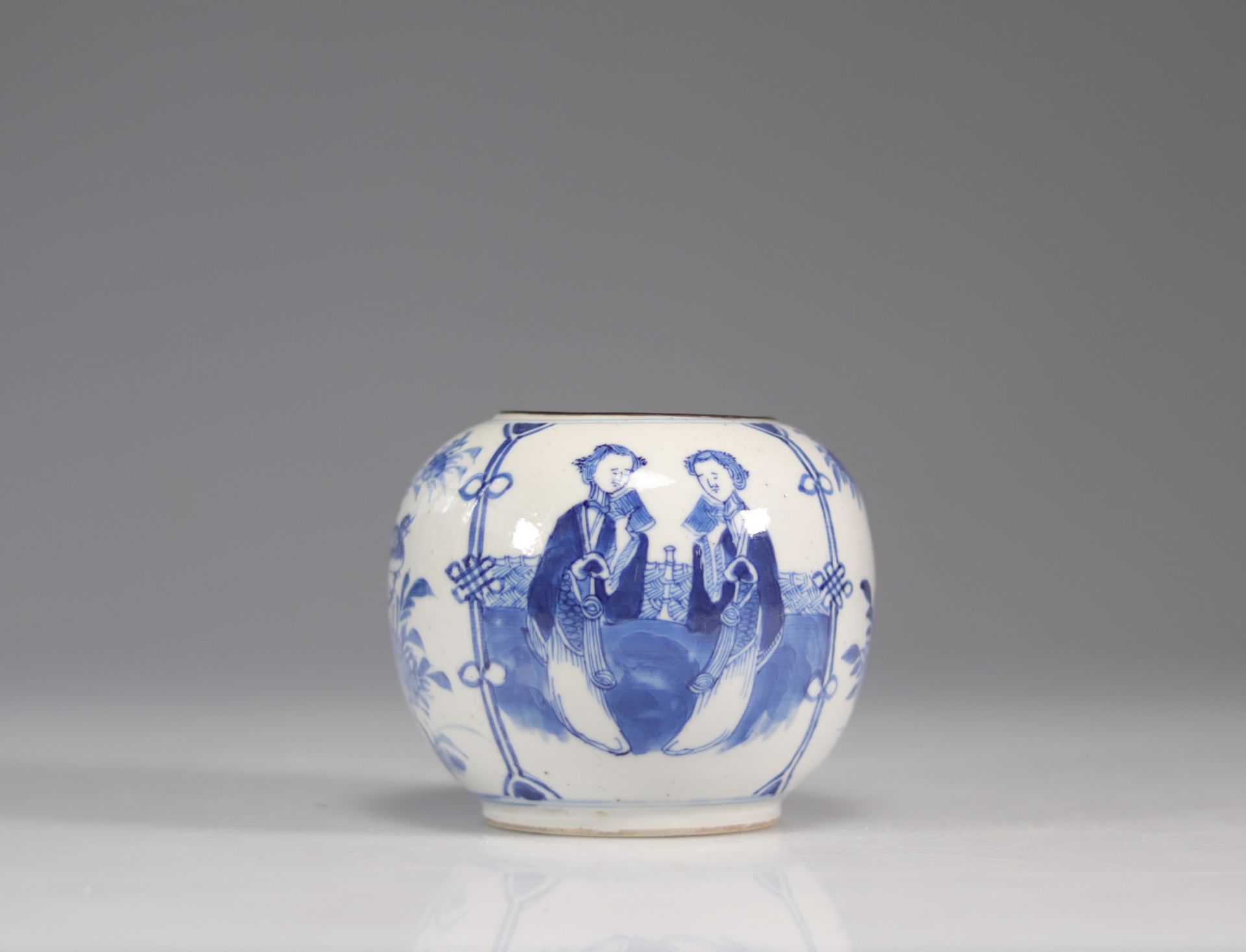 White blue porcelain ball vase Kangxi brand - Image 3 of 6