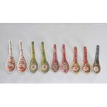 Spoons (9) in Chinese famille rose porcelain various decorations