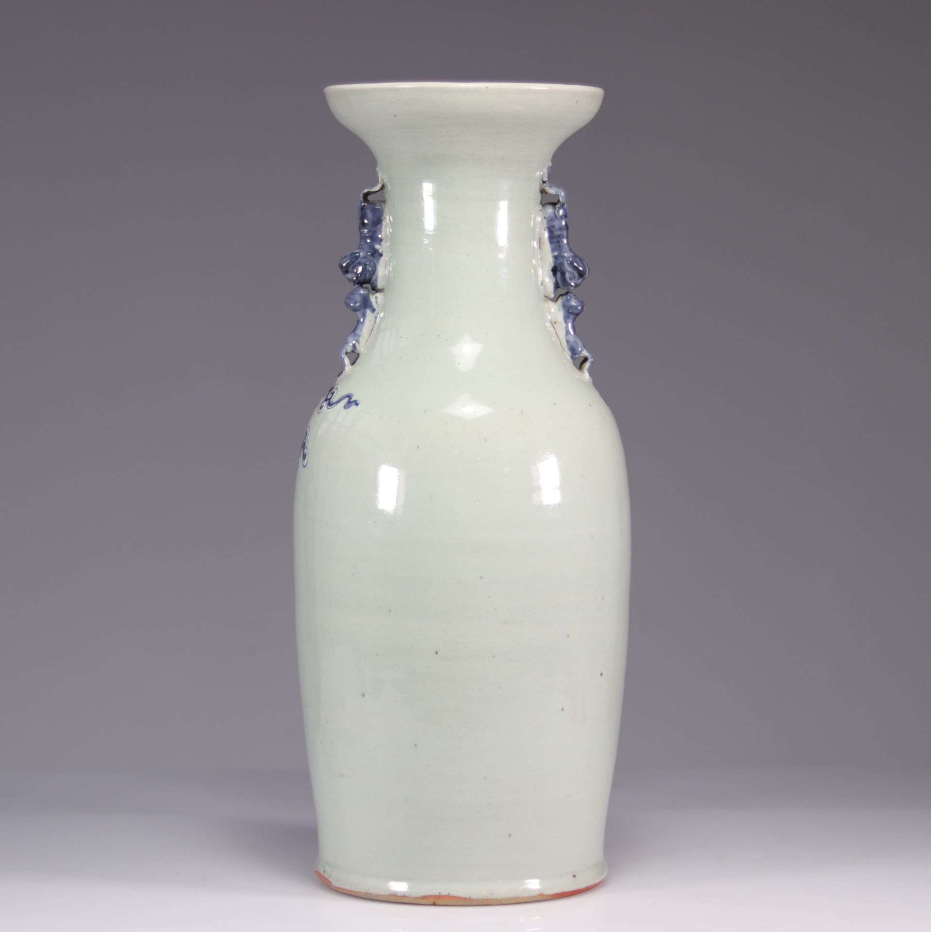 Celadon porcelain vase decorated with dragon and phoenix Qing period - Image 4 of 6