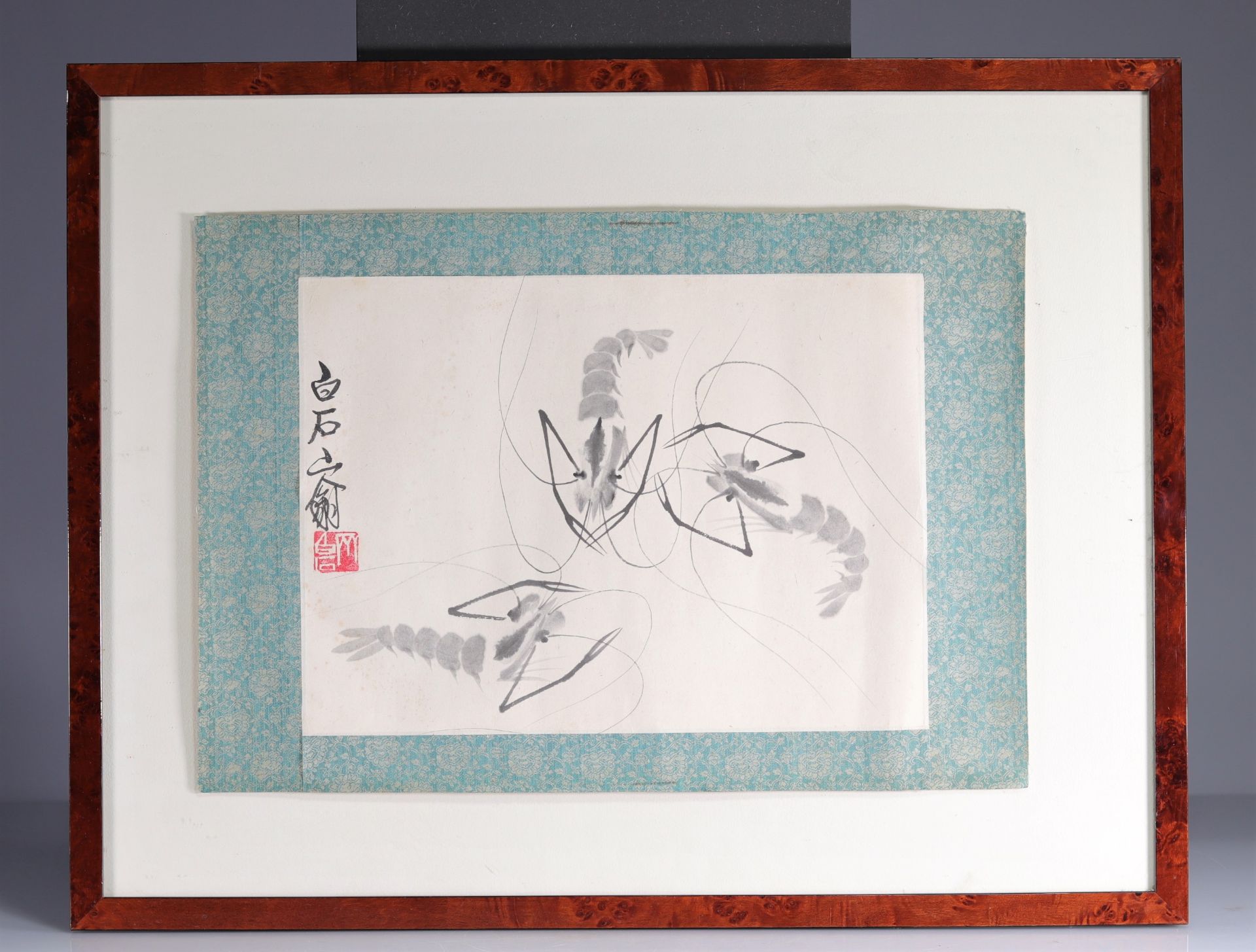 QI Baishi (1864-1957) Watercolor and ink on paper representing lobsters - Image 2 of 3