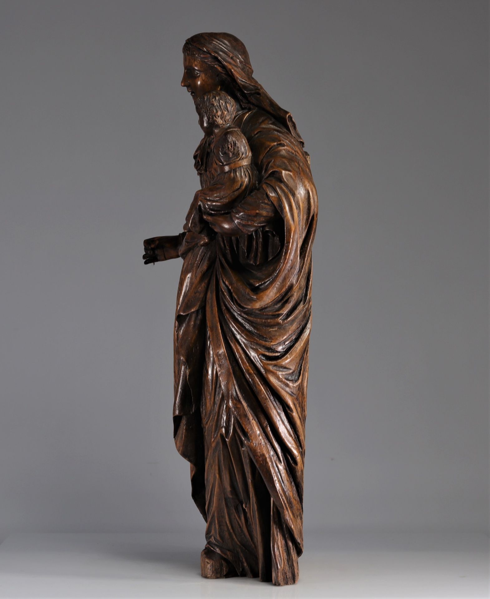 Large Virgin and Child in carved wood from Flanders, Belgium 17th century - Image 2 of 7