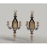 Pair of bronze sconces with two patinas 19th