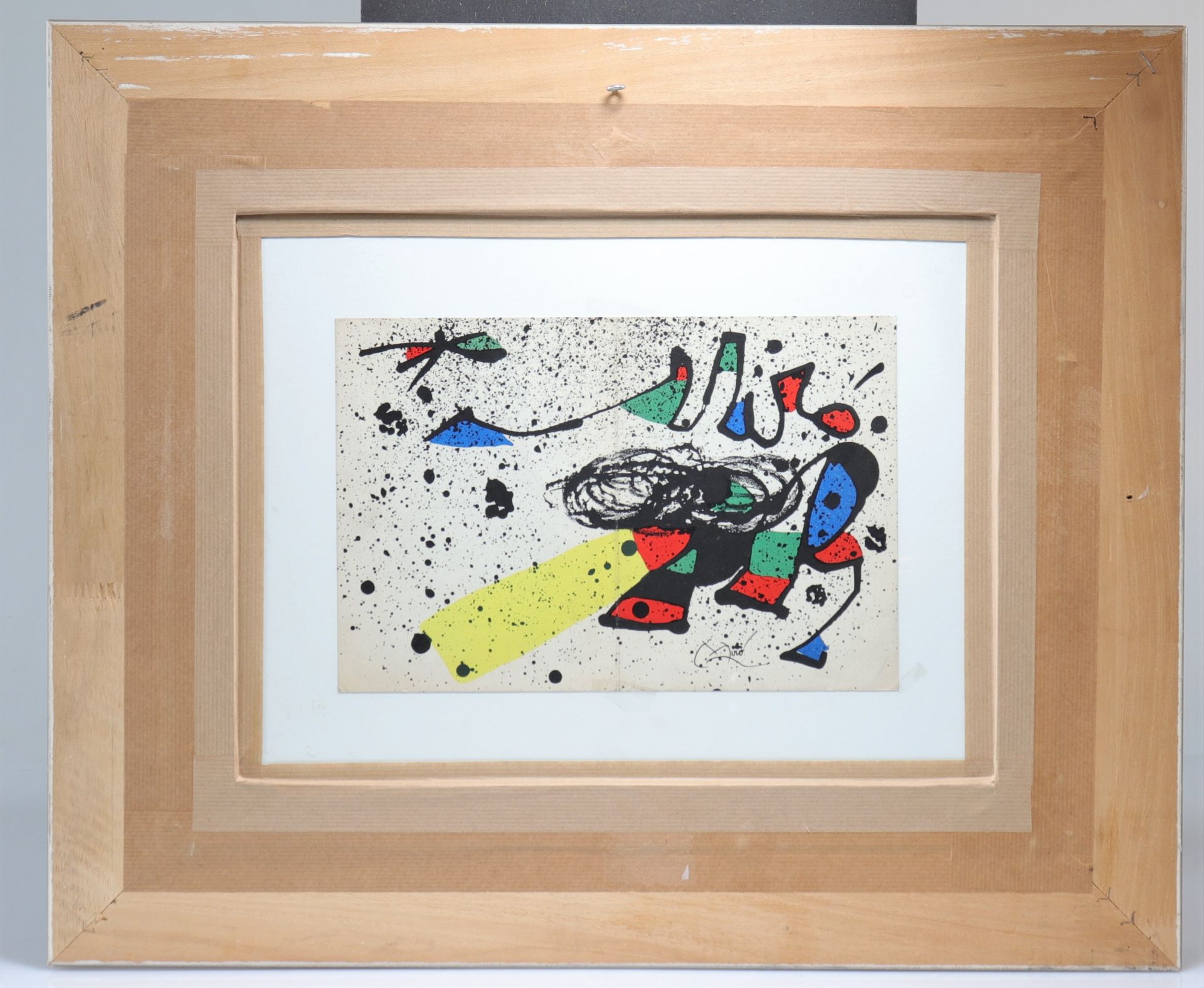 Joan Miro. Drawing in ink and colored pencils on an invitation card from the Maeght Gallery of May 1 - Image 2 of 3