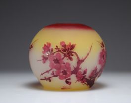 Emile Galle lamp base decorated with apple blossoms