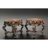 Pair of Italian stools in carved and polychromed wood