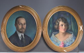 Maurice MENDJISKY (1889-1951) pair of "portrait" pastels
