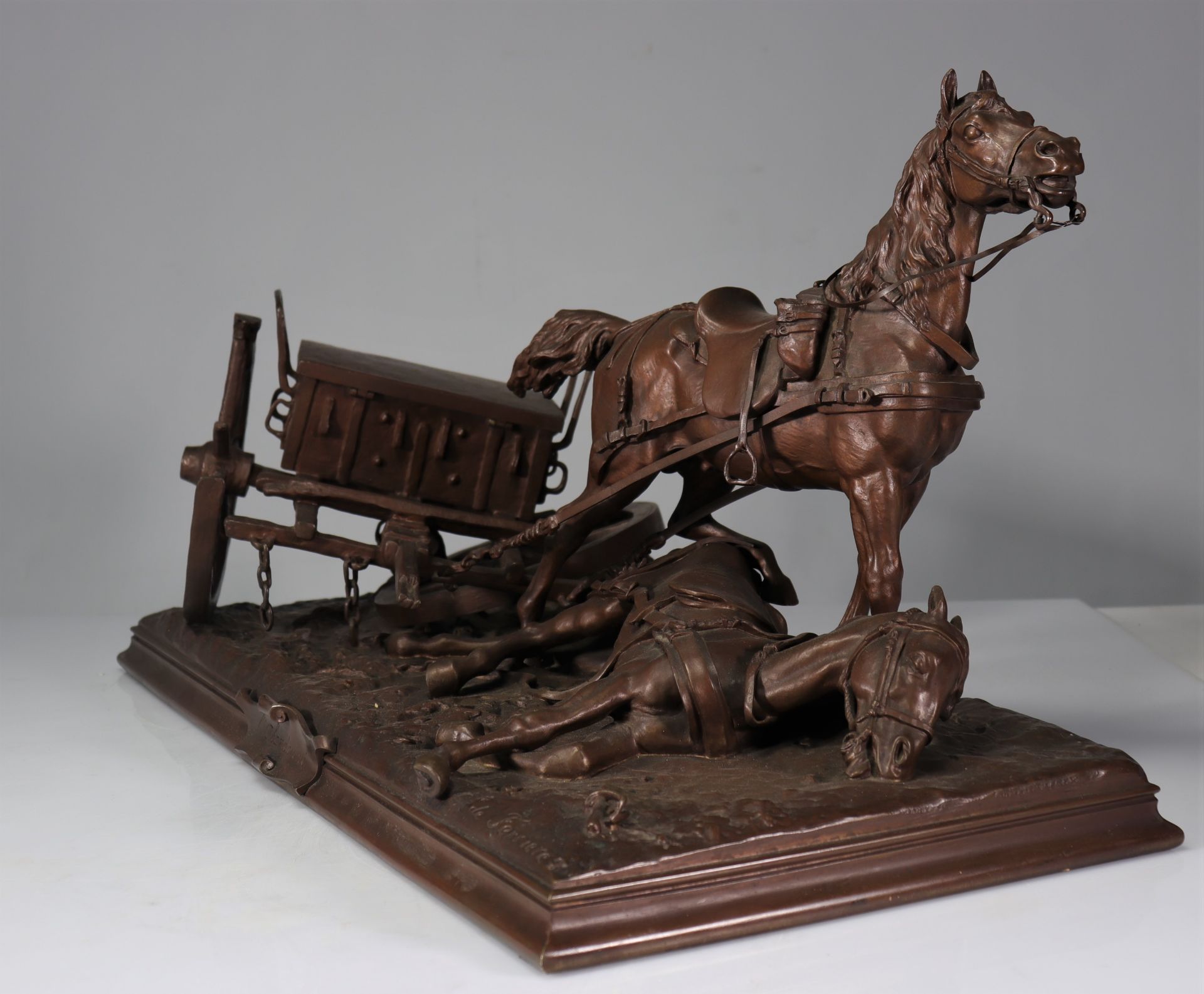 Georges DE FERRIERES (1837-1893/1907) Imposing bronze "horses" - Image 7 of 7