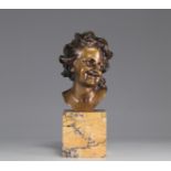 Jean-Baptiste CARPEAUX (1827-1875) Bronze head of a smiling child on a marble base
