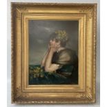 Imposing oil on canvas "the gypsy with flowers" signed dated 1883