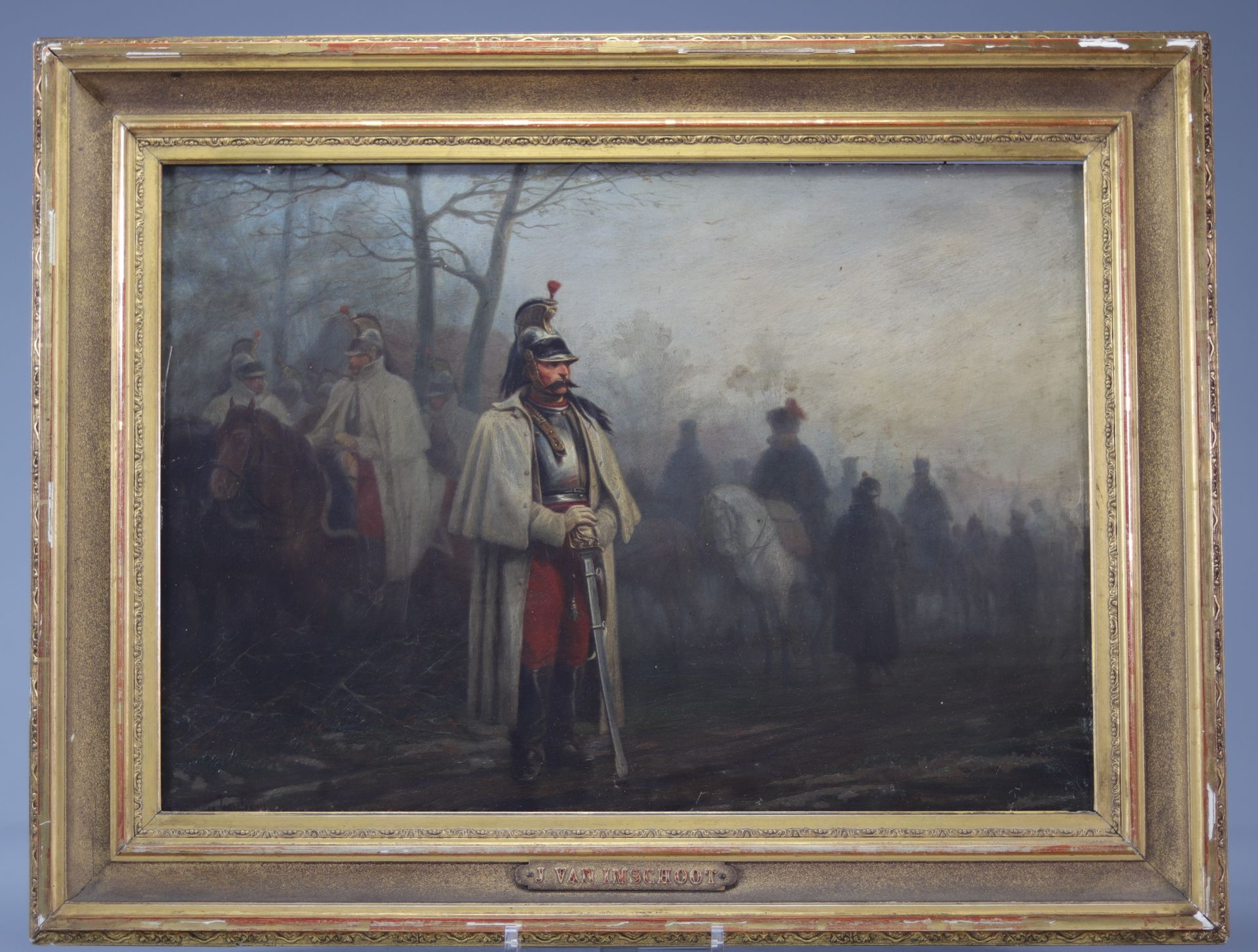 Jules VAN IMSCHOOT (1821-1884) Oil on panel "9th brigade regiment of General Guster en route to the - Bild 2 aus 3