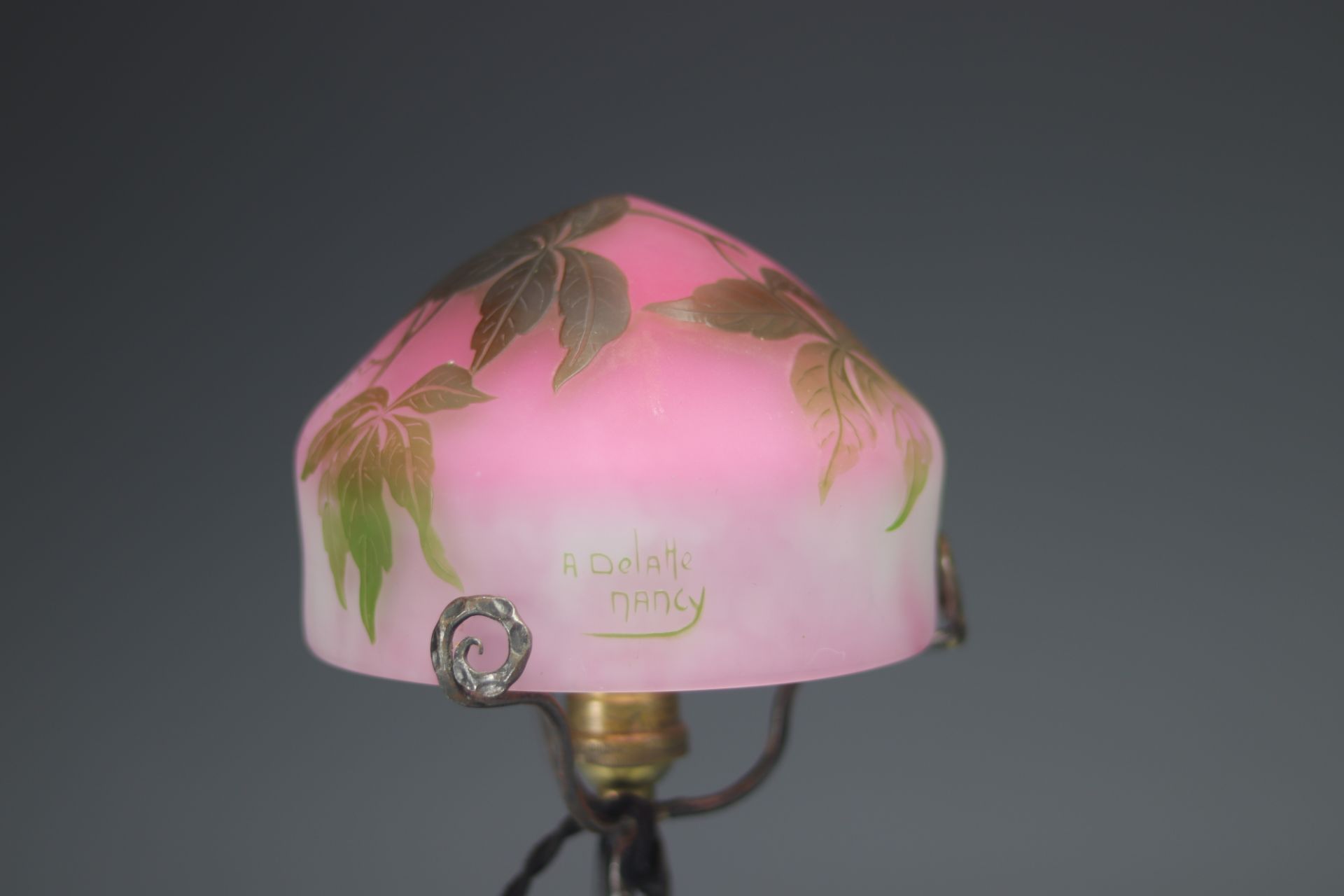 Delattre Nancy mushroom lamp with floral decoration - Image 5 of 5