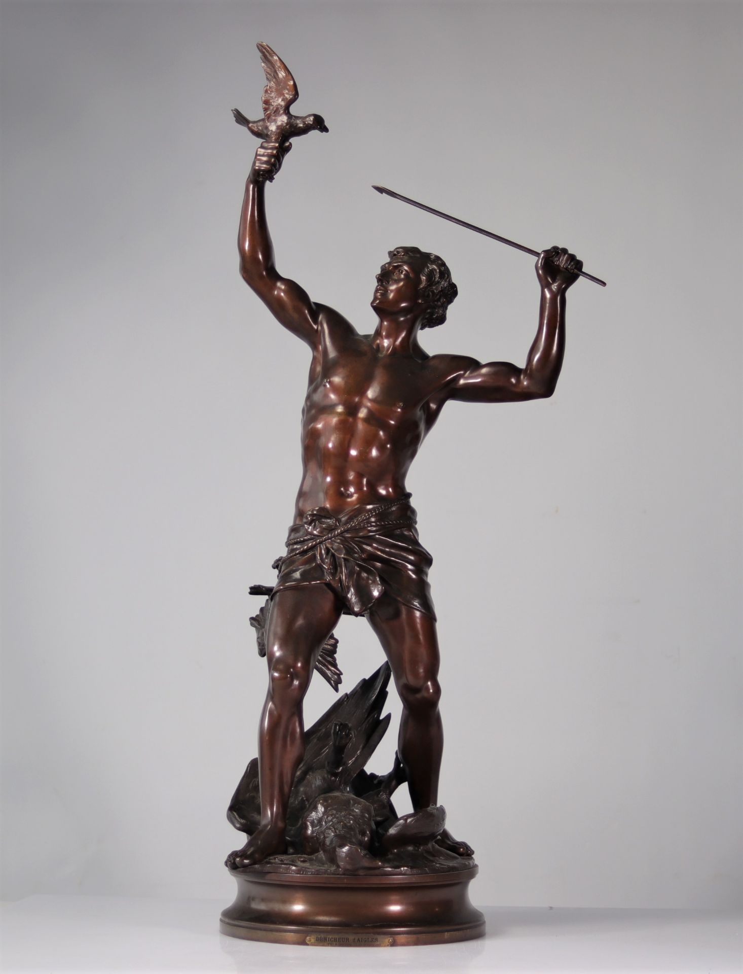 Adrien Etienne GAUDEZ (1845-1902) Large bronze "the eagle hunter" - Bild 5 aus 8