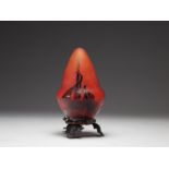 The French glass night light with plum decoration
