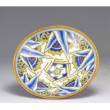 Charles CATTEAU (1880-1966) Art Deco dish with geometric patterns