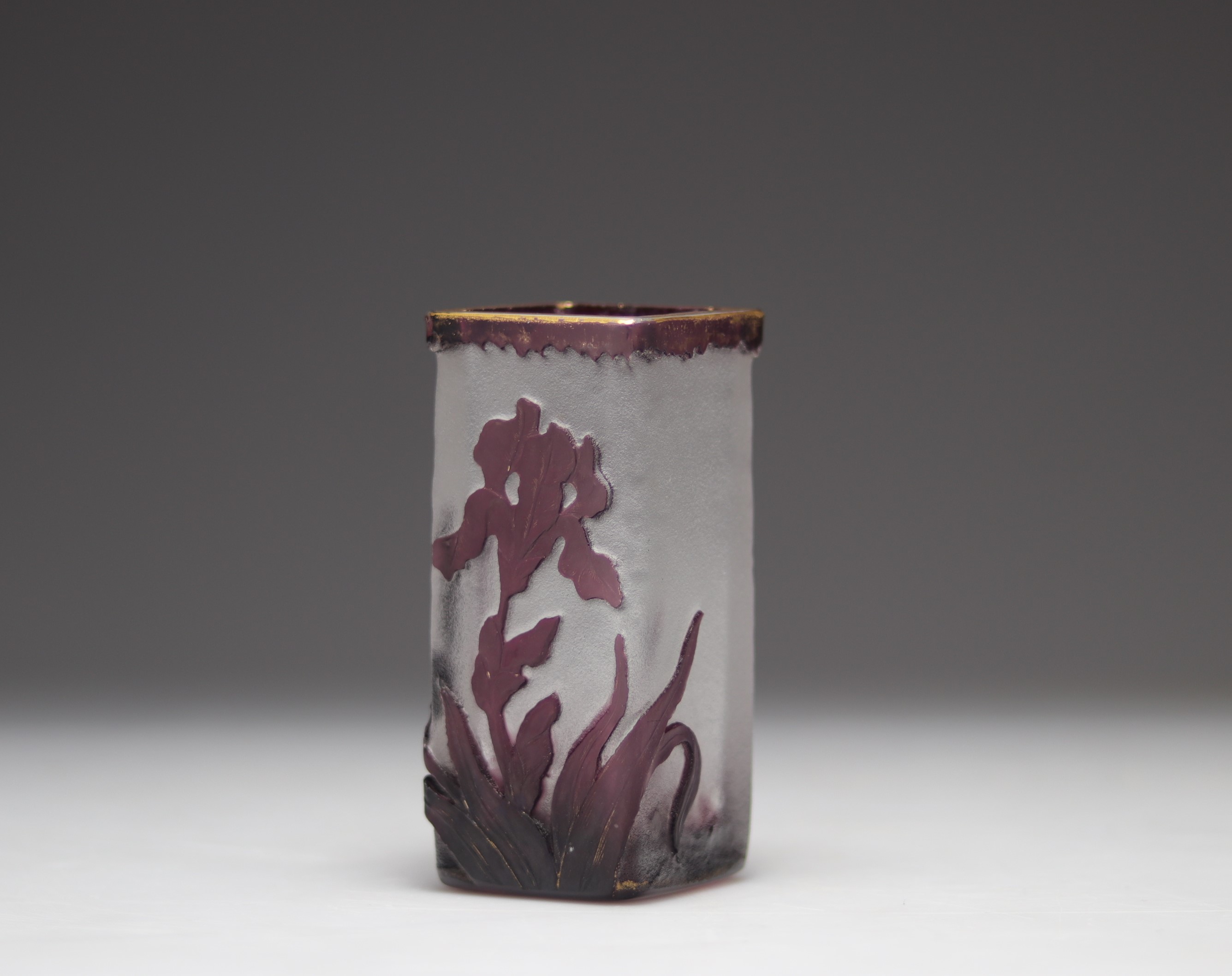 Daum Nancy cameo vase with purple iris decoration - Image 2 of 4