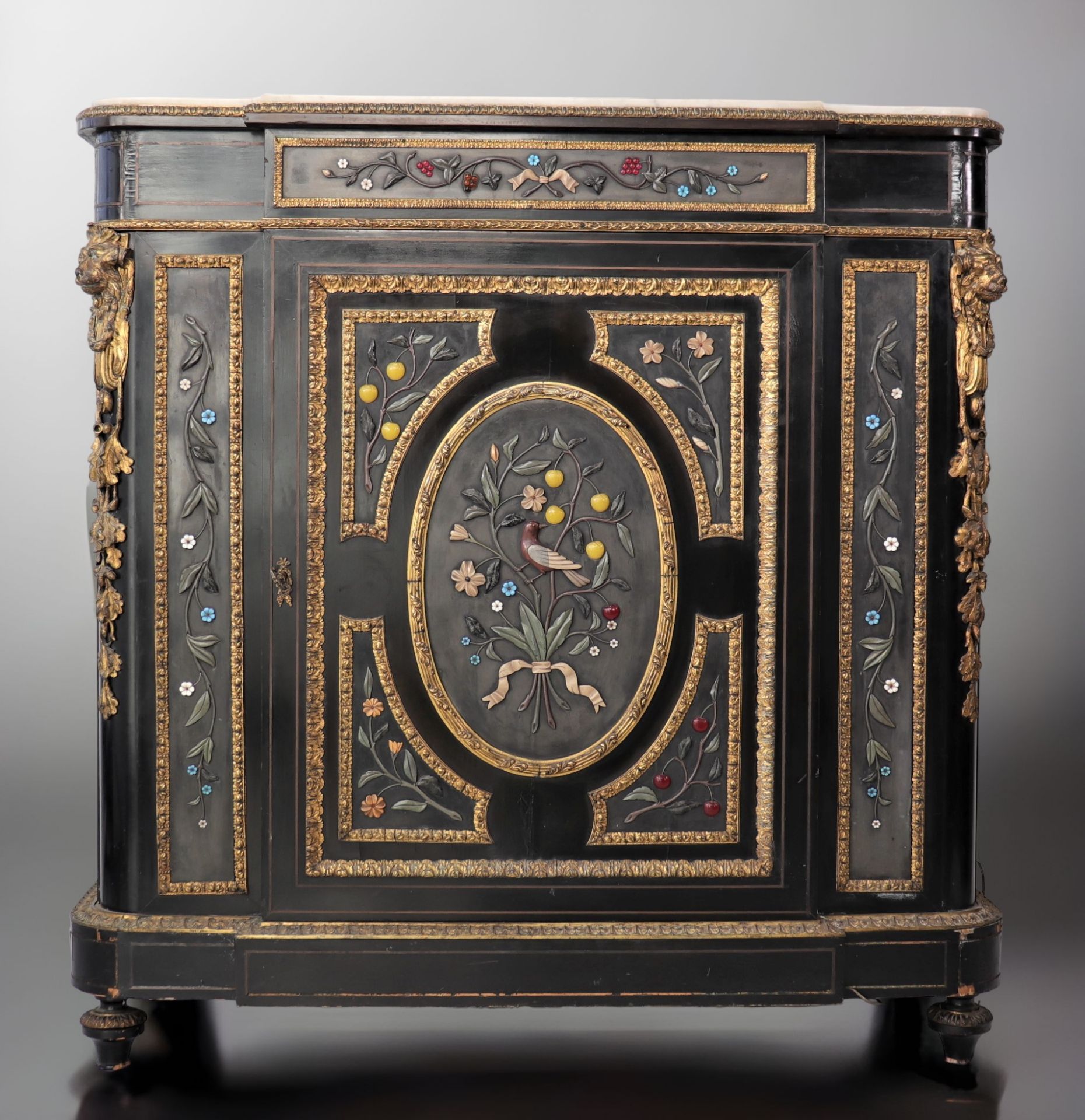 Napoleon III furniture inlaid with hard stones 19th century