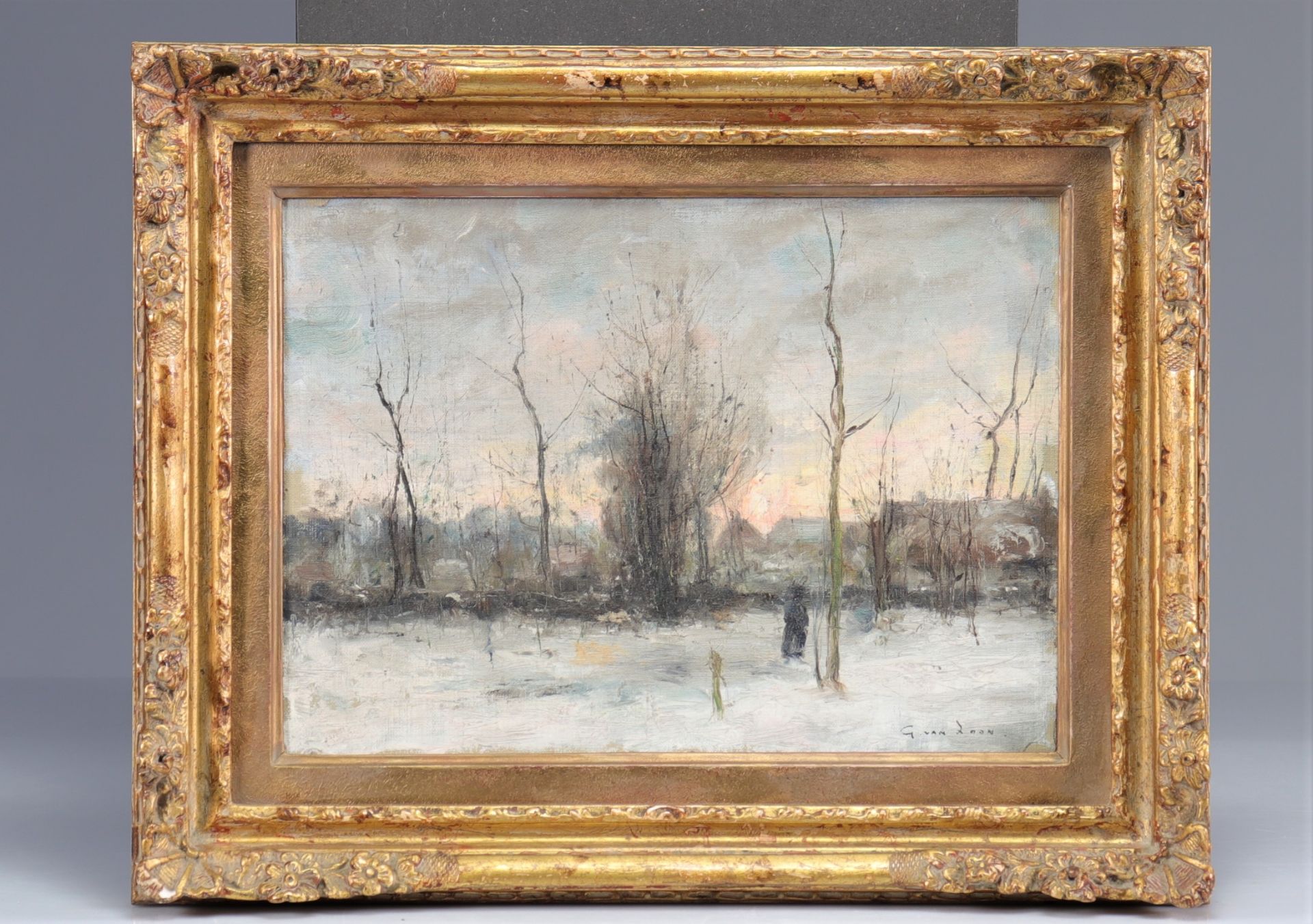 Gustave VAN LOON (1912-1980) oil on panel "winter view" - Bild 2 aus 2