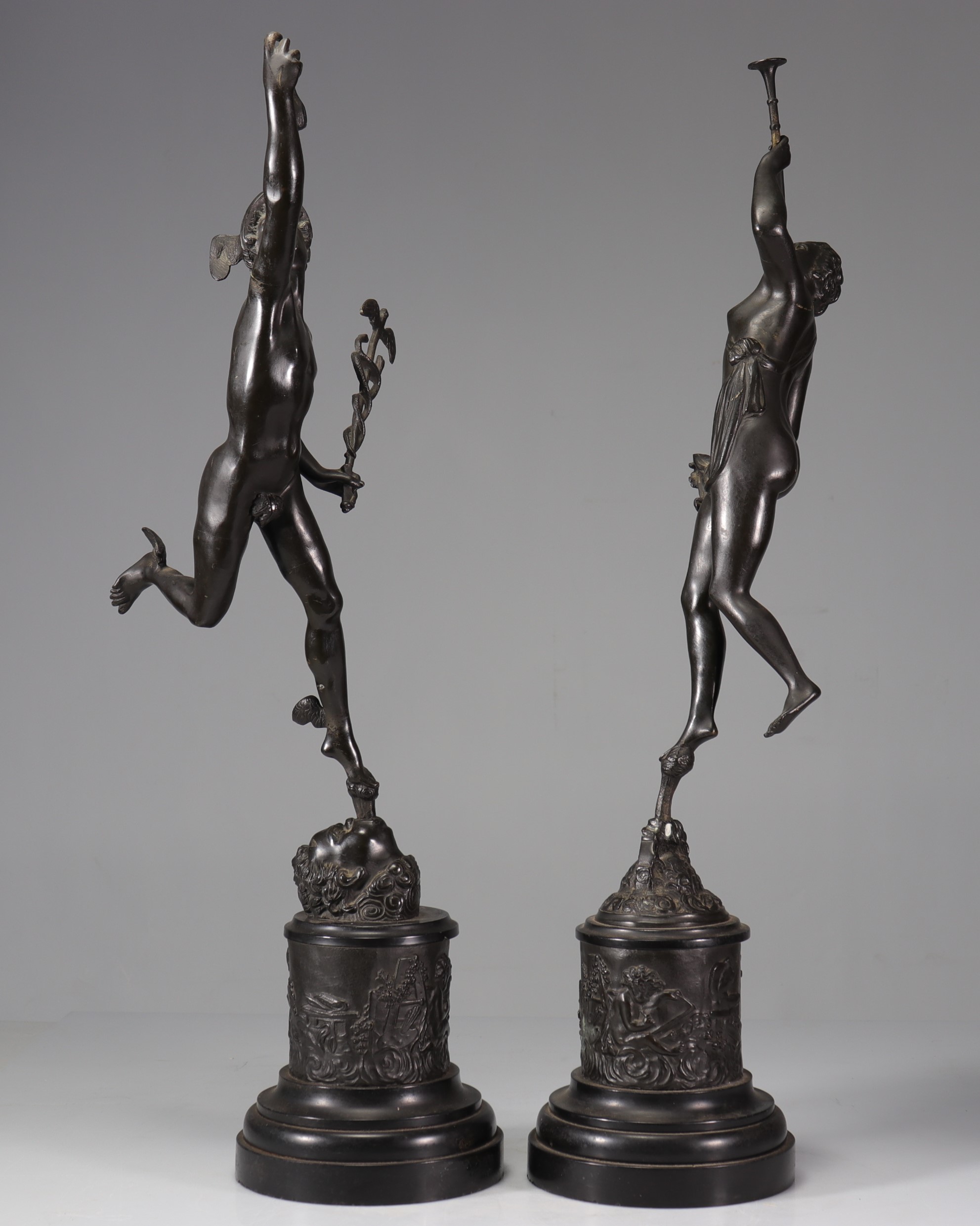 Pair of antique bronzes with dark patina Italian work - Image 2 of 7