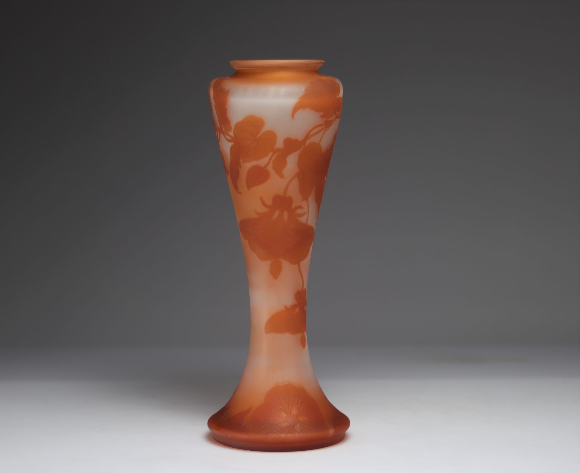 Emile Galle large vase with floral decoration on an orange background - Bild 2 aus 4