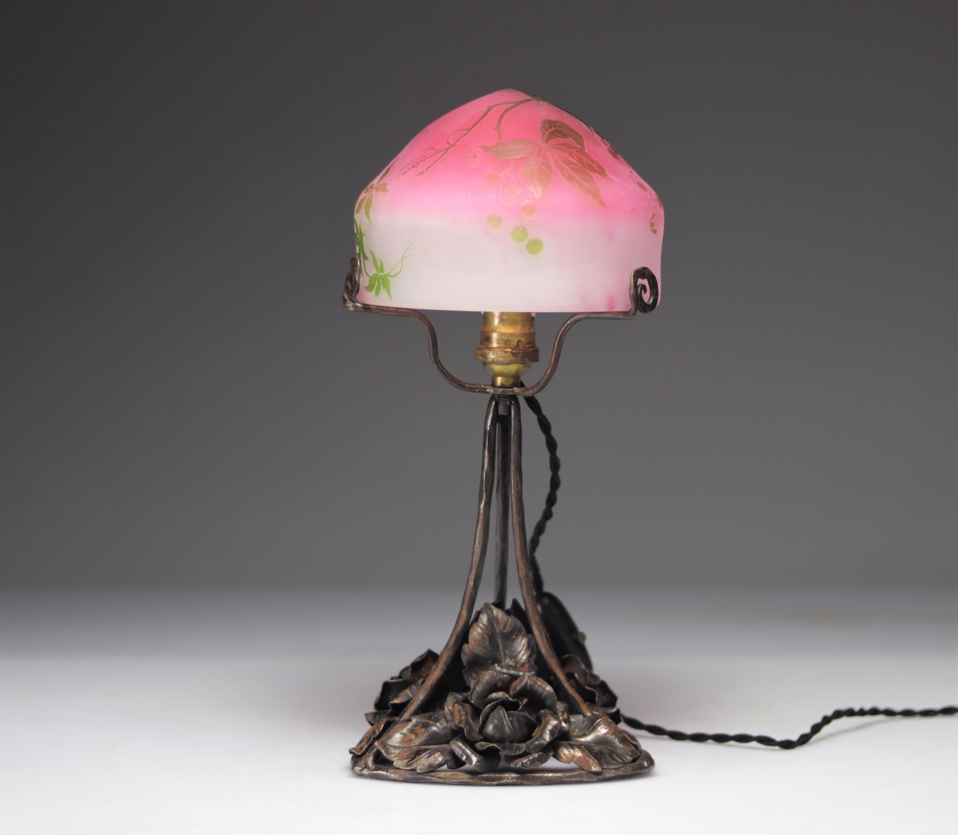Delattre Nancy mushroom lamp with floral decoration - Image 2 of 5