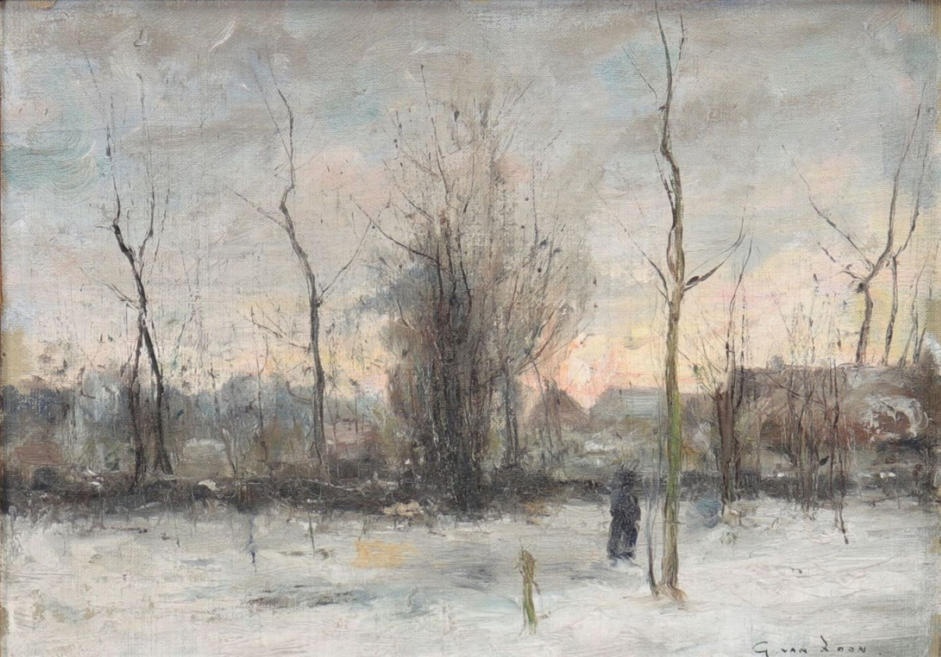 Gustave VAN LOON (1912-1980) oil on panel "winter view"