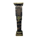 "Column" stand in Art Deco marble decorated with a bronze plaque