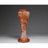 Emile Galle large vase with floral decoration on an orange background