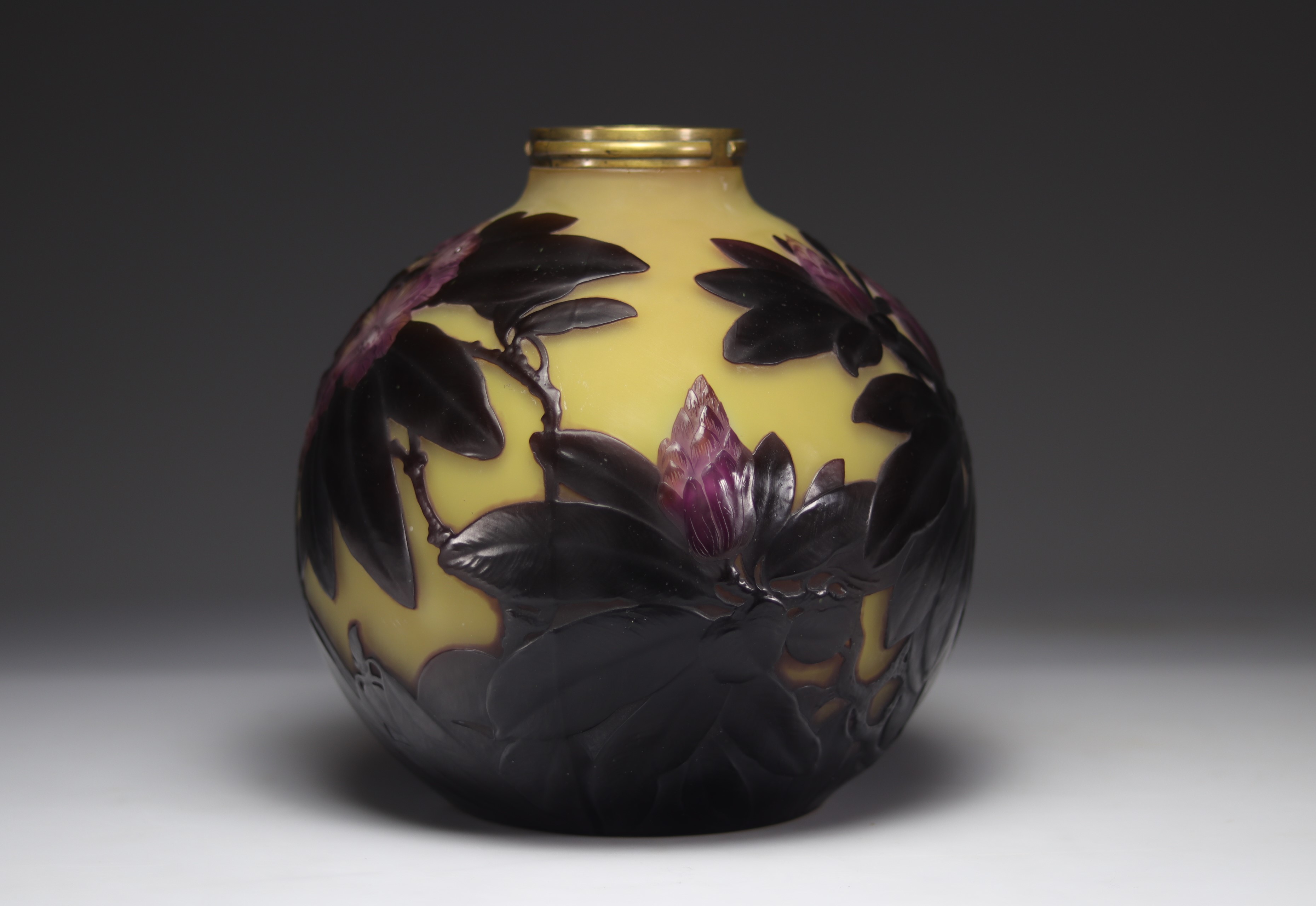 Emile Galle lamp base decorated with blown rhododendron - Image 2 of 5