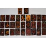 Lot of 29 19th century Kadjar playing cards in polychrome lacquer with various decorations