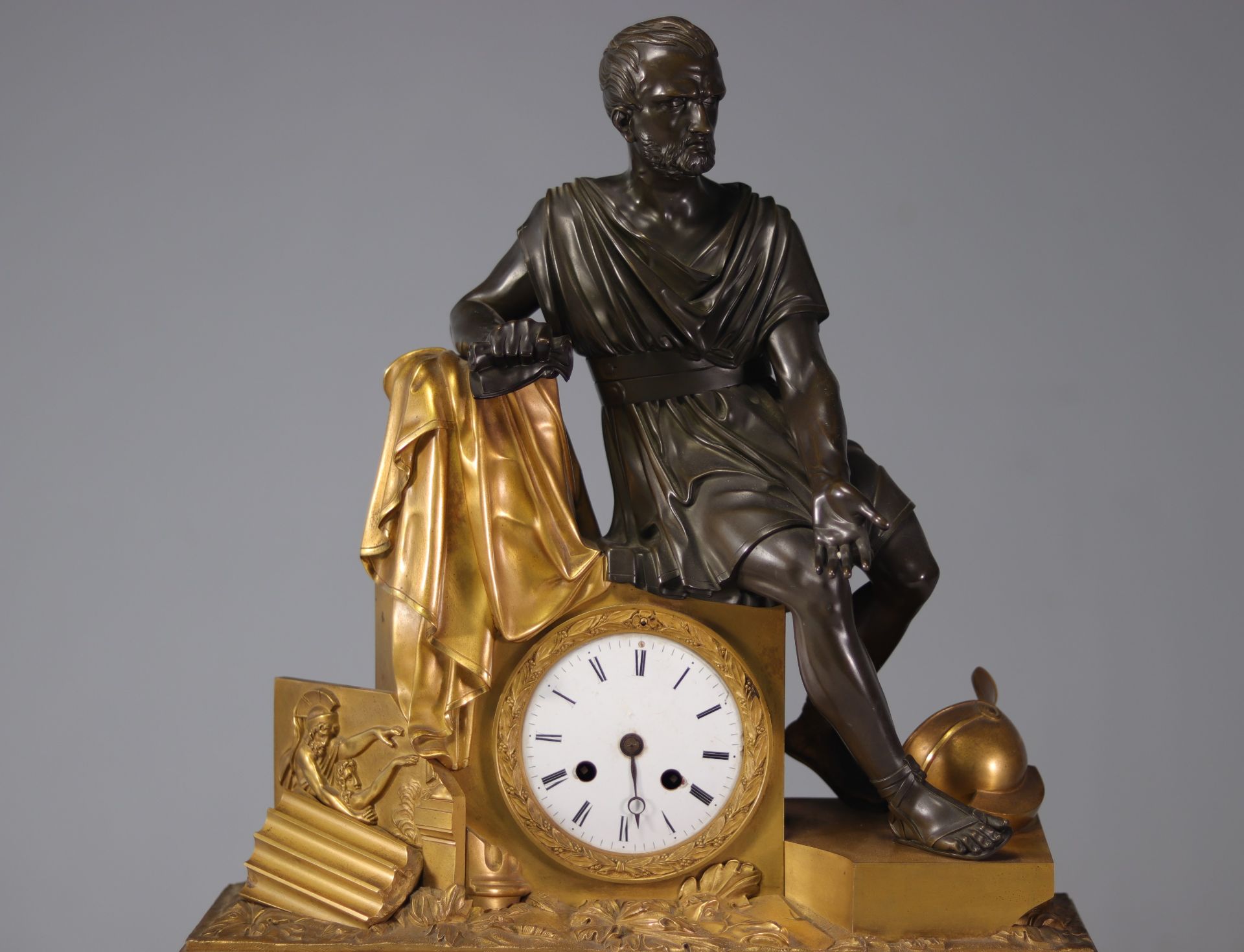 Imposing period Empire clock in bronze with two patinas - Image 4 of 4