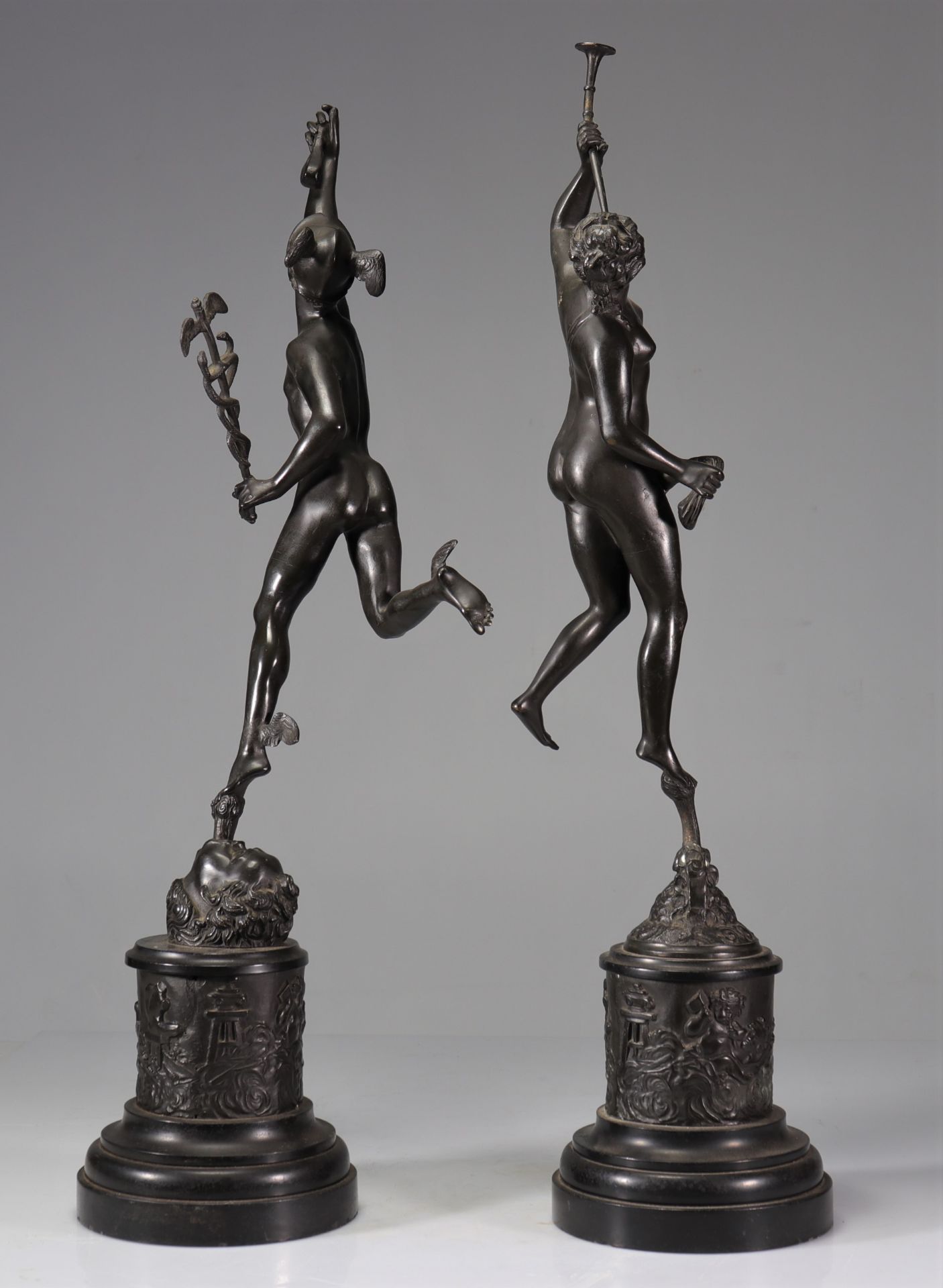 Pair of antique bronzes with dark patina Italian work - Image 4 of 7