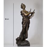 Emmanuel VILLANIS (1858-1914) Large Bronze with dark patina "Sapho" Paris foundry