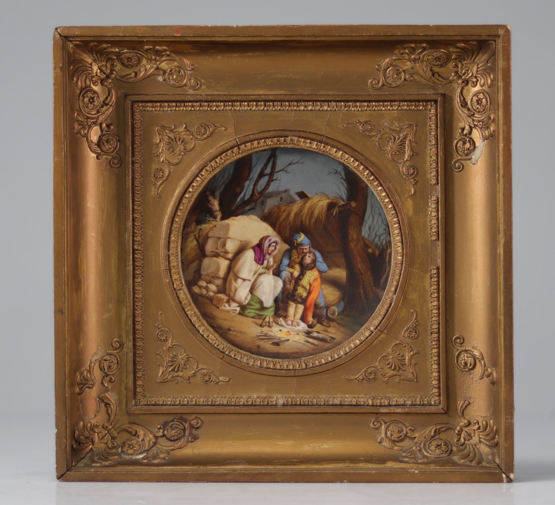 19th century framed porcelain plate