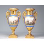 Pair of Empire period vases with port scenes "Port Louis and Dunkirk"