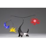 Alexander Calder (after). "The black elephant" Mobile, multiple in hand-painted bronze.