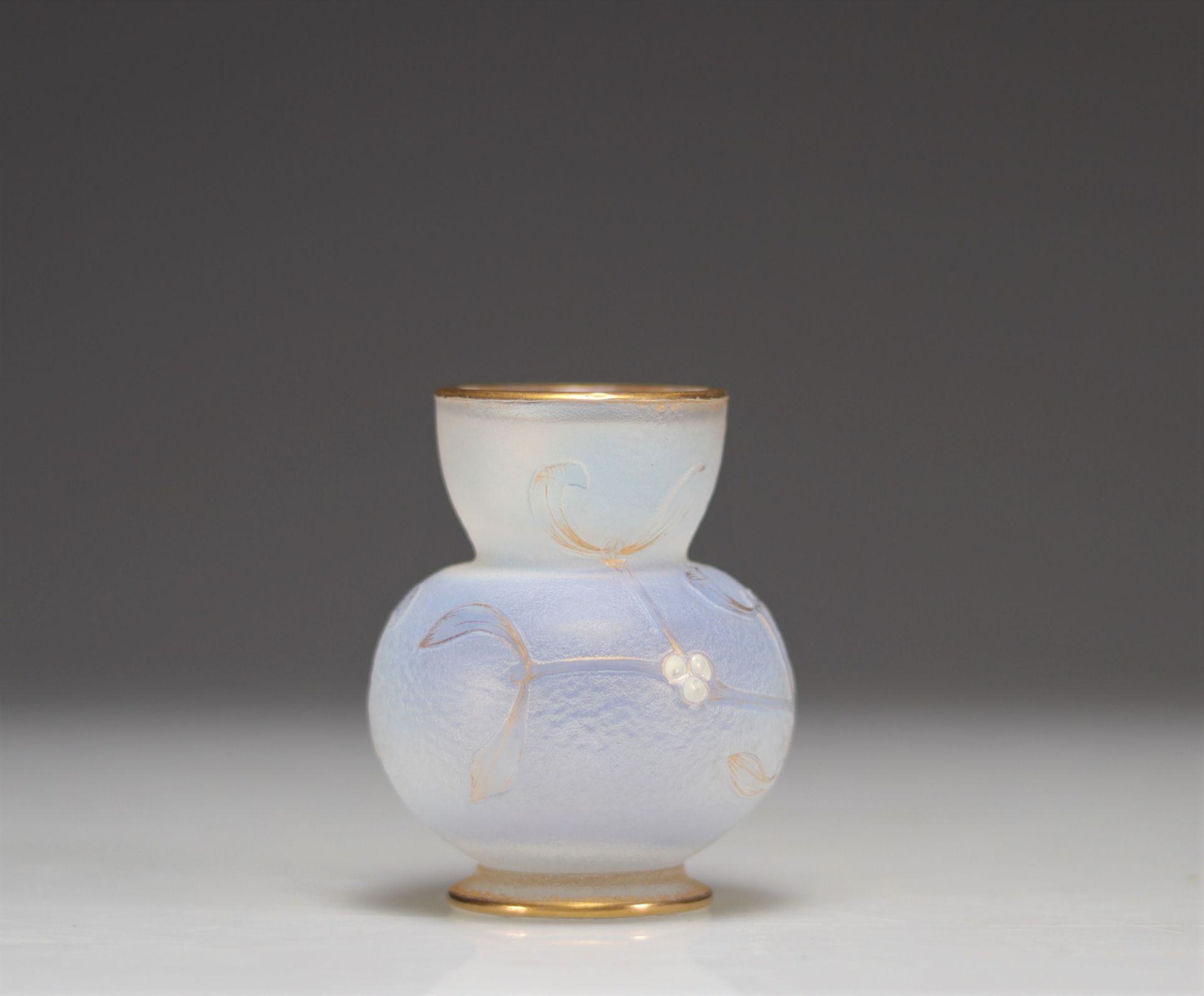 Daum Nancy vase decorated with mistletoe