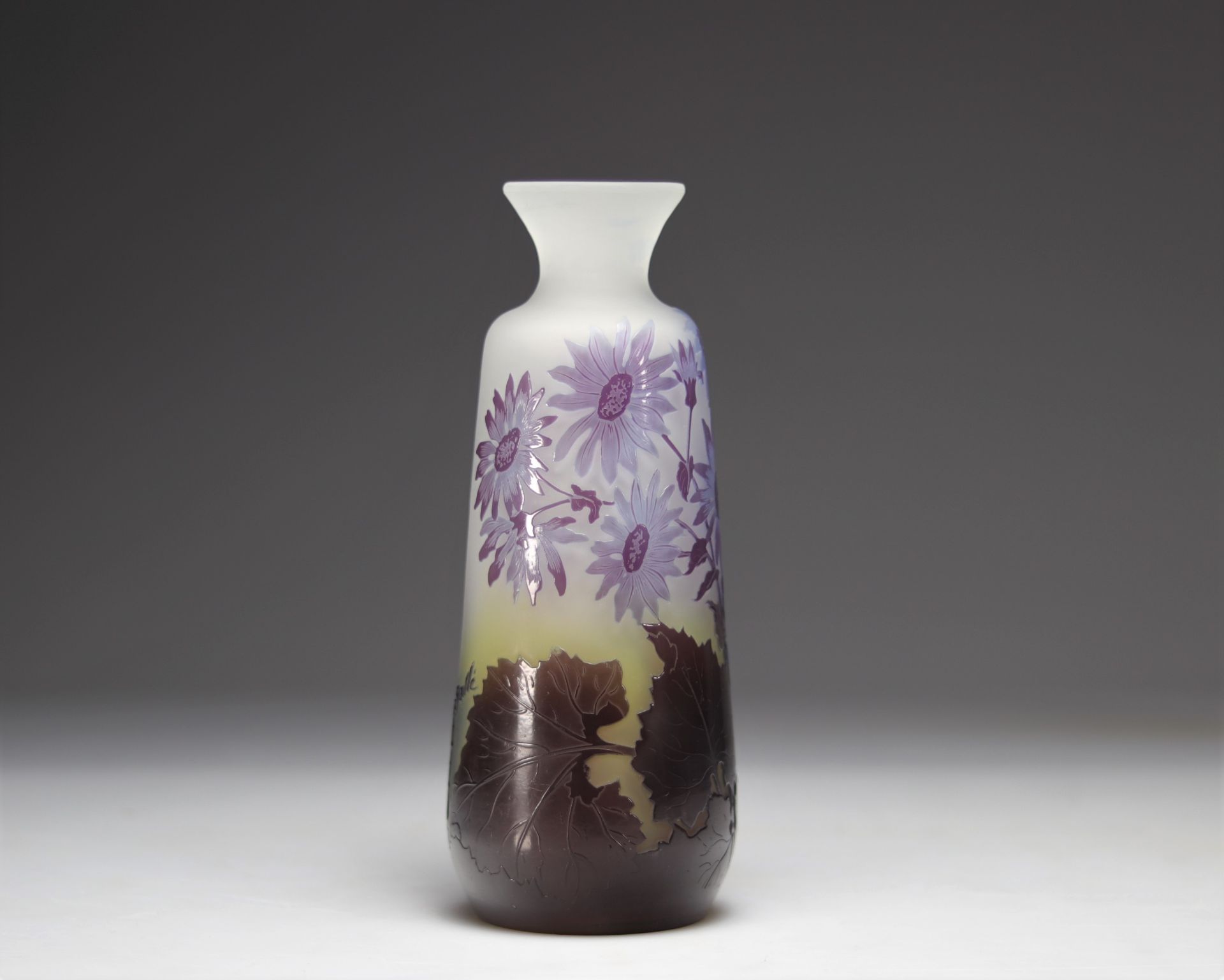 Emile Galle vase decorated with blue Daisies