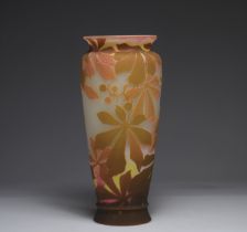 Emile Galle Large vase with chestnut trees