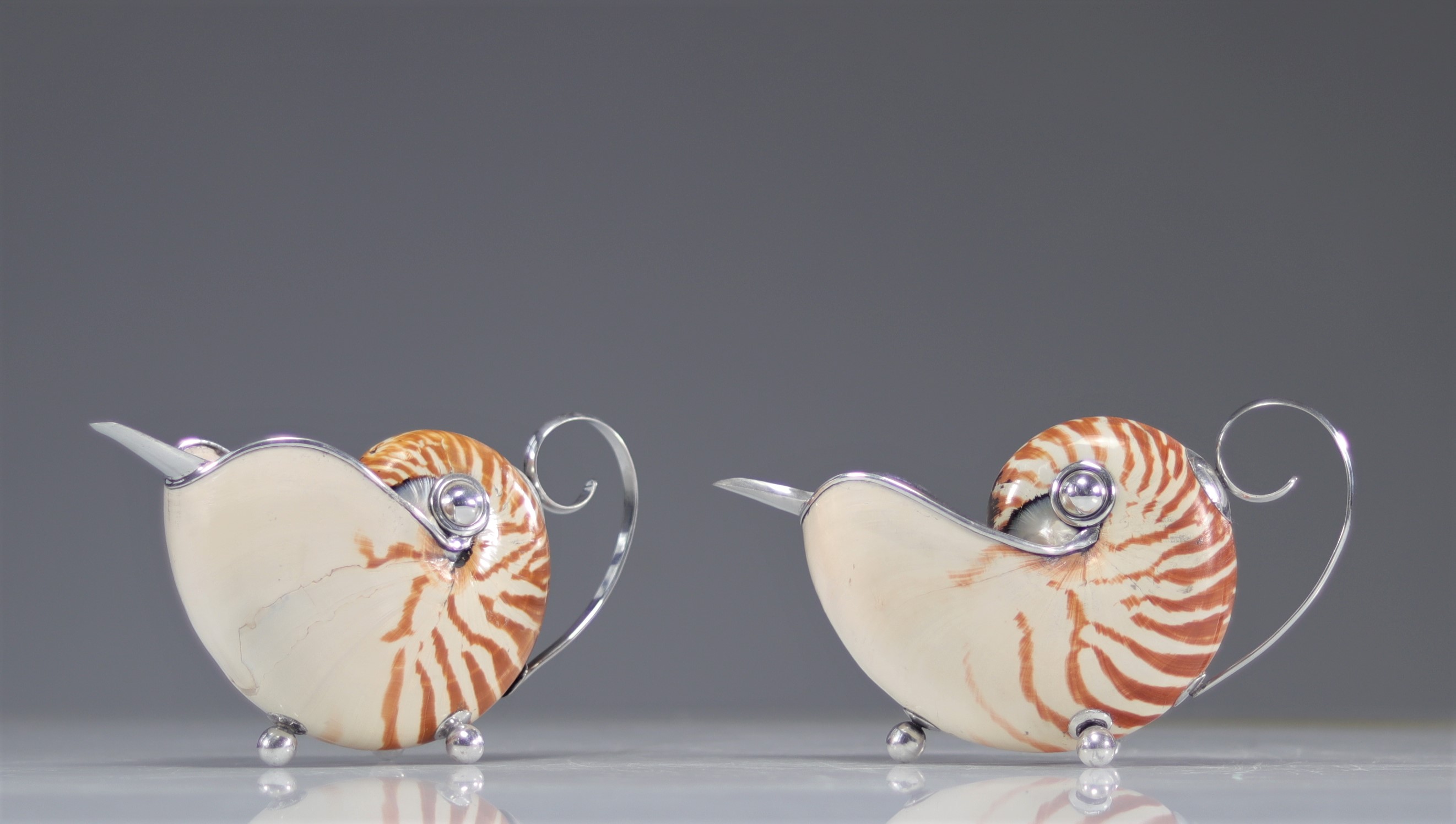 Pair of nautiluses mounted in jugs and silverware - Bild 3 aus 4