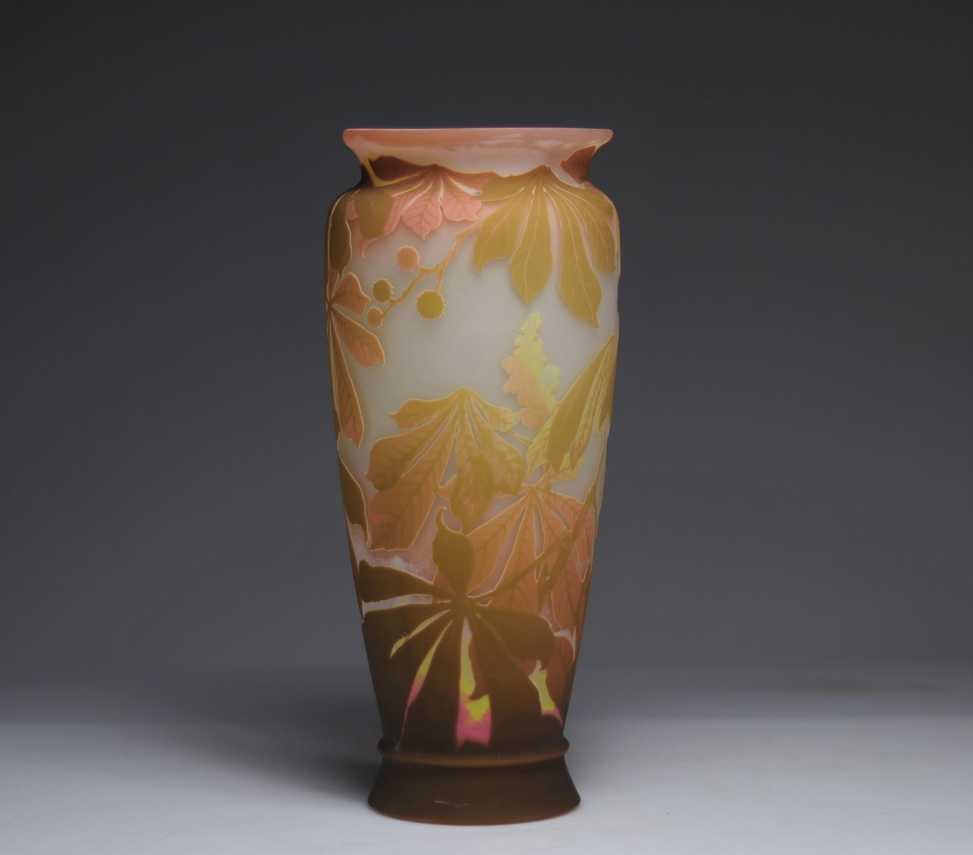Emile Galle Large vase with chestnut trees - Image 2 of 6