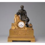 Imposing period Empire clock in bronze with two patinas