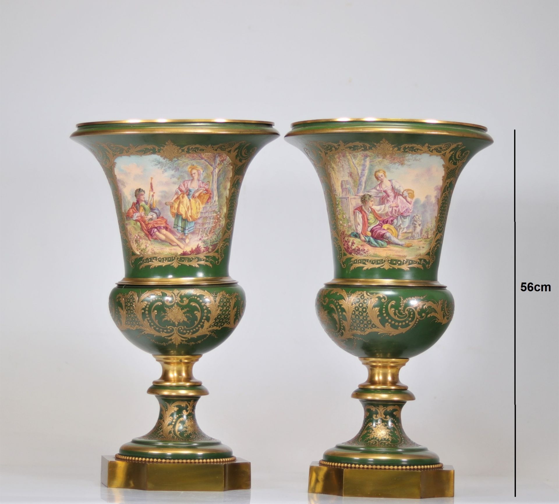 Large pair of Sevres porcelain vases