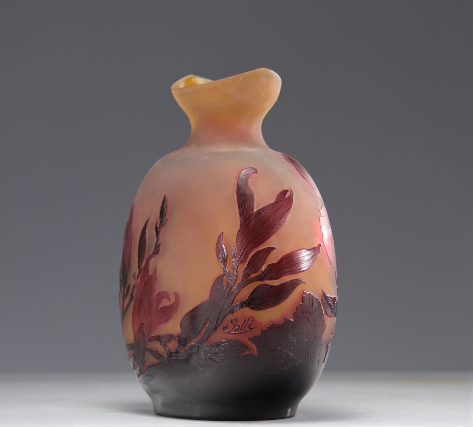 GALLE Emile (1846-1904) Gourd vase in multi-layered glass decorated with magnolias - Bild 2 aus 5