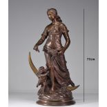 Charles Blanc 'The Flower Fairy', 1896 large bronze with brown patina