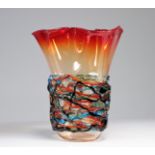 Imposing Murano vase signed Camozzo in blown glass