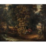 Oil on canvas "Roman scene in the forest" from 19th century